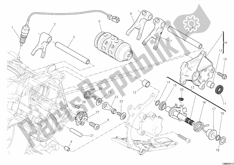 All parts for the Shift Cam - Fork of the Ducati Superbike 1199 Panigale S USA 2012